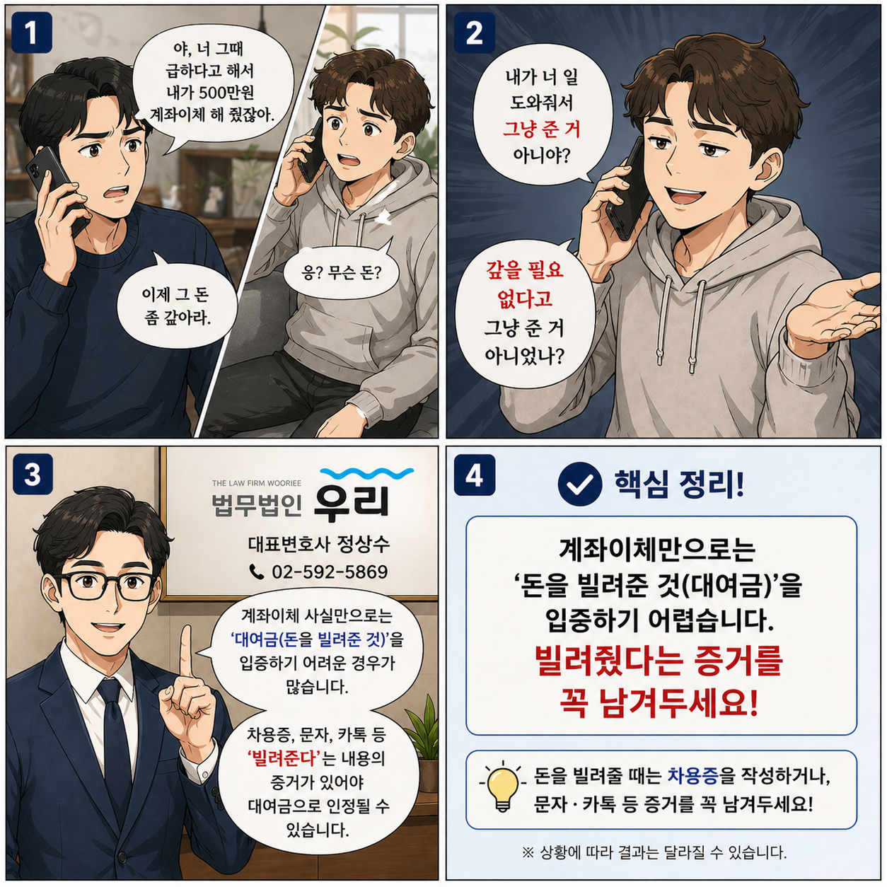 계좌이체만으로는 대여금 입증이 어렵습니다 - 빌려줬다는 증거를 남기세요 - 법무법인 우리 정상수 변호사